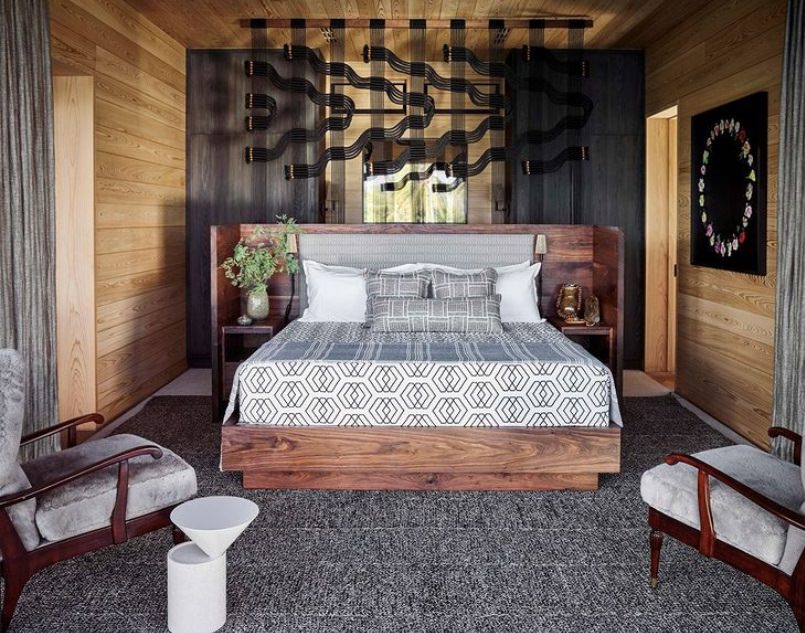 Bedroom cabinetry at Hale Huna by Thompson Art Studio. Featured in Architechtural Digest. Home designed by Walker Warner Architects and built by Ledson Construction. Photographer: Douglas Friedman 