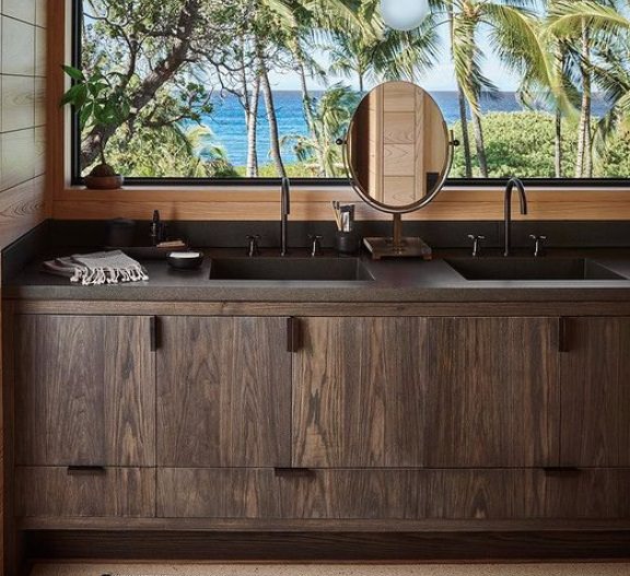 Cabinetry at Hale Huna by Thompson Art Studios, Featured in Architechtural Digest. Home designed by Walker Warner Architects and built by Ledson Construction. Photographer: Douglas Friedman 
